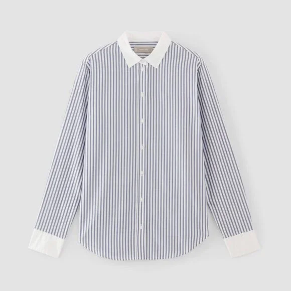 NWOT Everlane Must-Have Shirt in Silky Cotton, Blue White Stripe - Size 6 - Picture 2 of 16